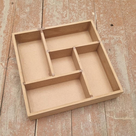 Plain DIY MDF 5 Partiton Tray for Art and Craft