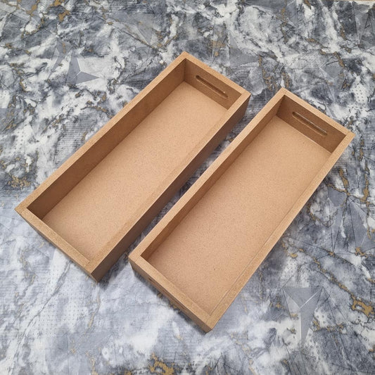 Plain DIY MDF Long Trays for Craft Set of 2