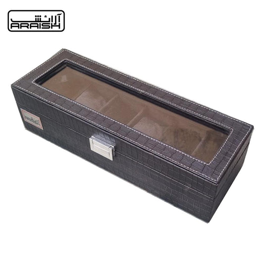 6 Slots Crocodile Artificial Leather Watch Organizer Box