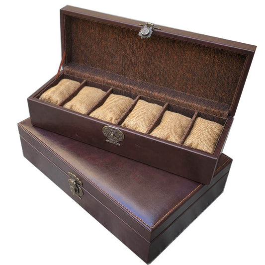 6 Slots 12 Slots 24 Slots Vintage Leather Watch Organizer Box
