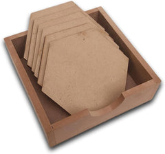 6pcs DIY Simple MDF Wooden Serving Coasters Untreated Coaster For DIY Painting 6mm Thick