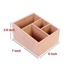 4 Slots Diy Mdf Stationery Wood Sheet Craft - Plain Mdf Cutouts Stationery Desktop Organizer For Painting, Decoupage, Resin Art Work & Decoration (Diy Mdf Caddy Box)