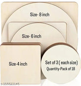 18pcs Set Round and Square Mdf Plain Wood Boards
