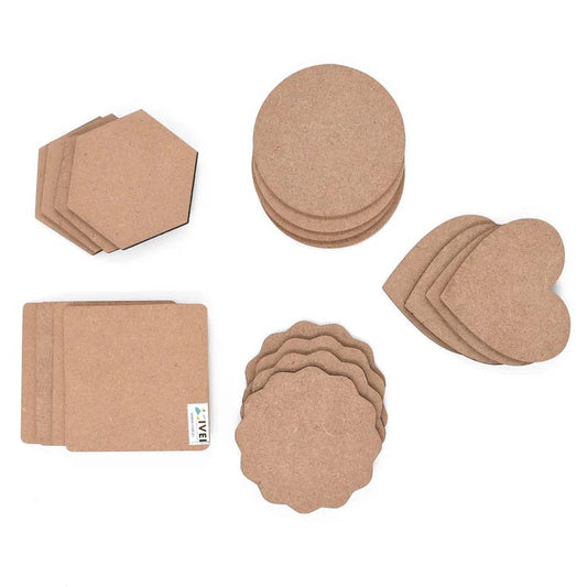20pcs Set Laser Cut Shapes Mdf Plain Wood Boards For Art And Craft 4x4 Inch - 3.2mm