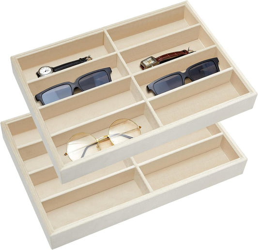 8 Slots Sunglass Organizer Trays Glasses Tray Stackable Jewelry Trays Sunglass Organizer Display Box, 8 Grids
