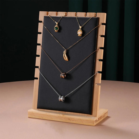 Wooden Jewelry Display Stand – Vertical Holder for Necklaces, Earrings & Pendants