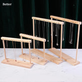 Wood Jewelry Display Stand – Pendant, Necklace & Earrings Holder with Hooks | Desktop Jewelry Organizer