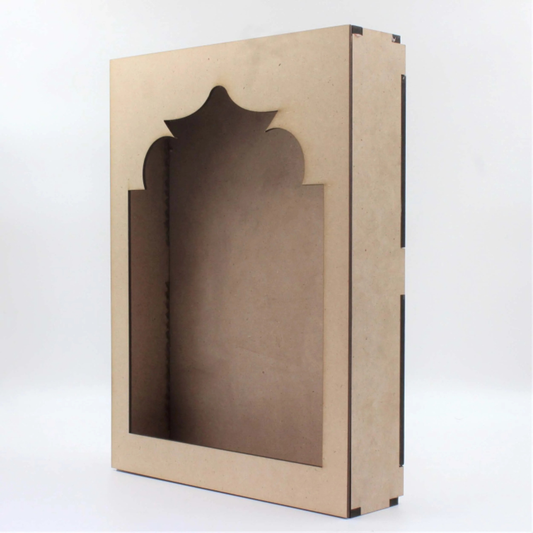 DIY Plain Box MDF Jharokha Design Box For Art Craft and Painting Size 8x12x1.5 Inches