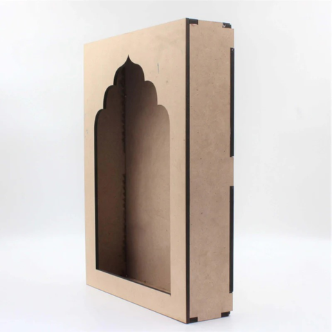 DIY Plain Box MDF Jharokha Design Box For Art Craft and Painting Size 8x12x1.5 Inches