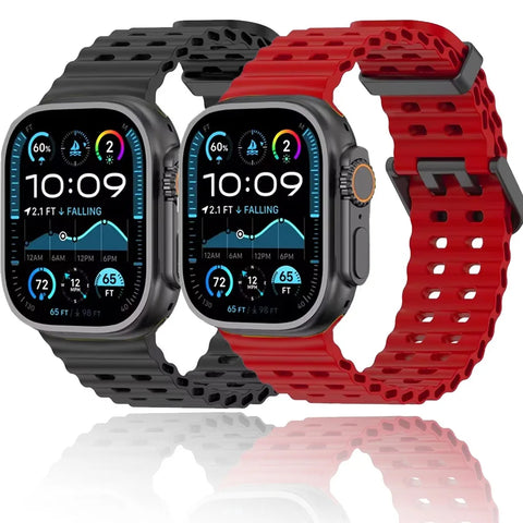 Ocean Marine Silicone Strap For Apple watch Ultra Band 49mm S10 46mm 42mm 45mm 44mm Milanese bracelet iWatch 10 9 8 7 6 5 SE 4 3