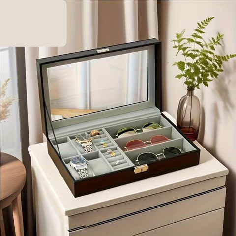 Premium PU Leather  Quality Watch Sunglass Jewellery and Cufflinks Organizer Box