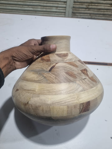 Premium Quality Natural Wooden Matka For Decoration Piece and Art and Craft Decopage