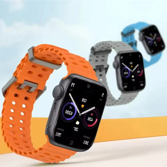 Ocean Marine Silicone Strap For Apple watch Ultra Band 49mm S10 46mm 42mm 45mm 44mm Milanese bracelet iWatch 10 9 8 7 6 5 SE 4 3