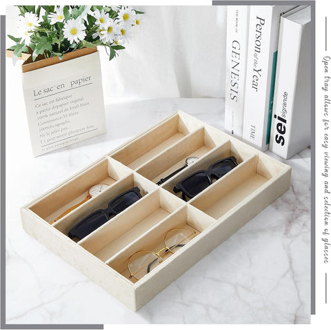 8 Slots Sunglass Organizer Trays Glasses Tray Stackable Jewelry Trays Sunglass Organizer Display Box, 8 Grids
