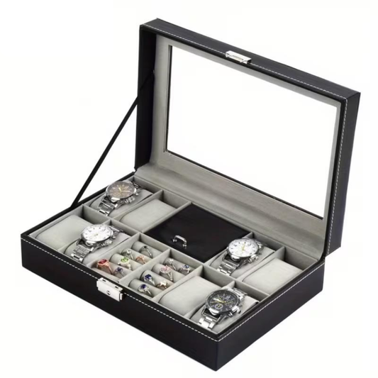 Premium PU Leather  Quality Watch Sunglass Jewellery and Cufflinks Organizer Box