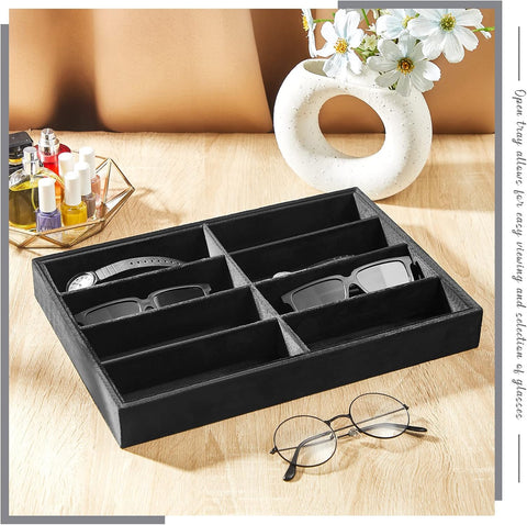 8 Slots Sunglass Organizer Trays Glasses Tray Stackable Jewelry Trays Sunglass Organizer Display Box, 8 Grids