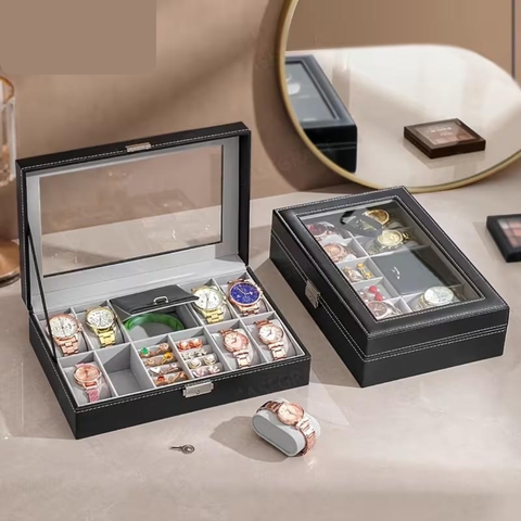 Premium PU Leather  Quality Watch Sunglass Jewellery and Cufflinks Organizer Box