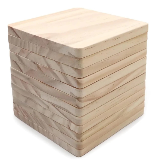 6Pcs 12pcs Unfinished Wood Hexagon Tea Coasters 3.5x3.5" Pine Wooden Hexagon Square Shapes