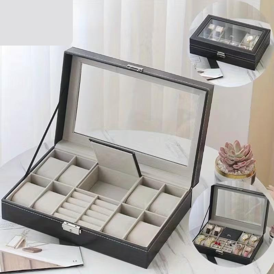 Premium PU Leather  Quality Watch Sunglass Jewellery and Cufflinks Organizer Box