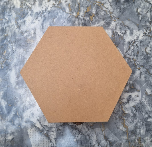 6 Corner Hexagon Plain DIY MDF Box for Craft | Unfinished MDF Box Plain for Decoupage | MDF Box for Art and Craft | 10x10x4 inch 9mm Thickness