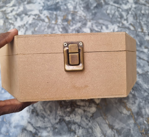 6 Corner Hexagon Plain DIY MDF Box for Craft | Unfinished MDF Box Plain for Decoupage | MDF Box for Art and Craft | 10x10x4 inch 9mm Thickness