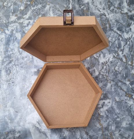 6 Corner Hexagon Plain DIY MDF Box for Craft | Unfinished MDF Box Plain for Decoupage | MDF Box for Art and Craft | 10x10x4 inch 9mm Thickness