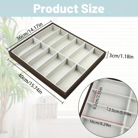12 Slots Sunglass PU Leather Organizer Trays Glasses Tray Stackable Jewelry Trays Sunglass Organizer Display Box, 12 Grids