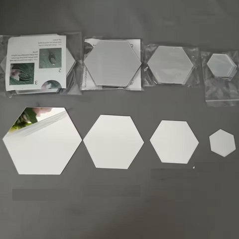 Silver and Gold  Hexgone Acrylic Mirrors Light Gold Portable Self Adhesive  Mirror DIY Art and Craft Non Glass Craft MIrror