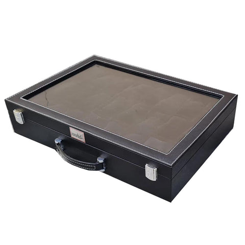 24 Slots Watch Organizer Box Large Watch Storage Box (Full Black)