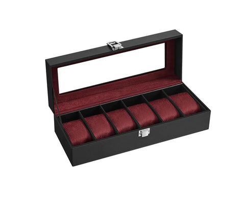 Araish's Premium Black Maroon 12 Slots 6 Slots 24 Slots Watch Organizer Box PU Leather Watch Storage Box (Copy)
