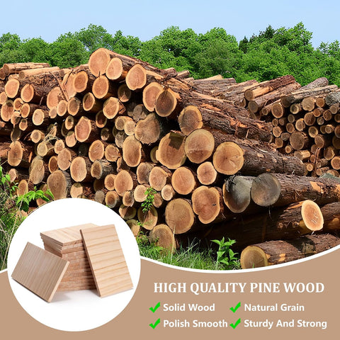 Wooden Blocks Wood Blocks for Crafts, Blank Wood Plank Board 0.75 inch Thickness