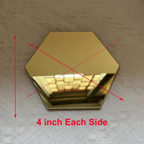 Silver and Gold  Hexgone Acrylic Mirrors Light Gold Portable Self Adhesive  Mirror DIY Art and Craft Non Glass Craft MIrror