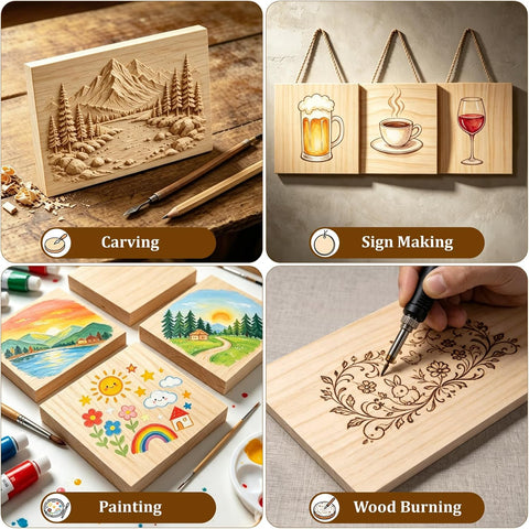 Wooden Blocks Wood Blocks for Crafts, Blank Wood Plank Board 0.75 inch Thickness