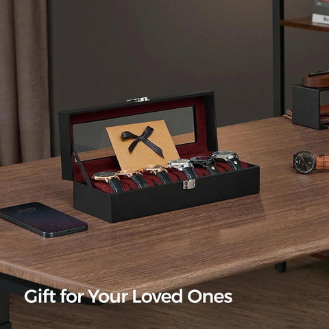 Araish's Premium Black Maroon 12 Slots 6 Slots 24 Slots Watch Organizer Box PU Leather Watch Storage Box (Copy)