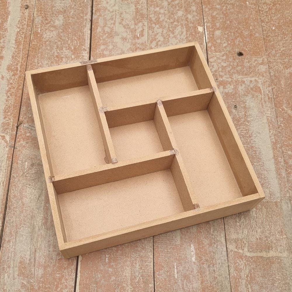 Plain DIY MDF 5 Partiton Tray for Art and  Craft