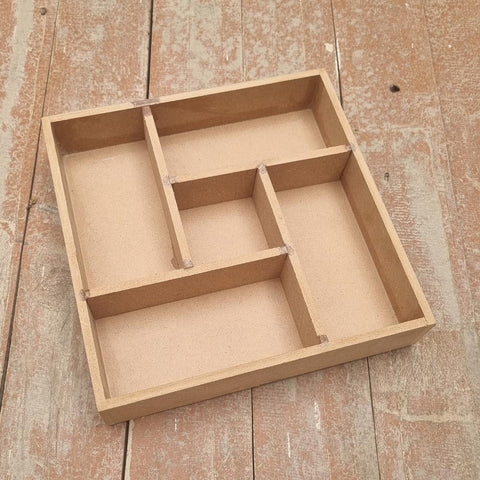 Plain DIY MDF 5 Partiton Tray for Art and  Craft