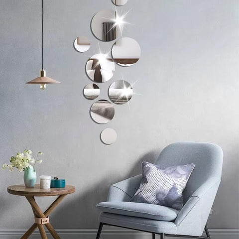 Silver and Gold  Rounds Acrylic Mirrors Light Gold Portable Self Adhesive  Mirror DIY Art and Craft Non Glass Craft MIrror (Copy)