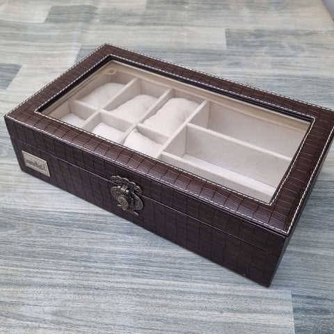 Premium Quality Artificial Leather 6 Watch and 3 Sunglass Organizer Box