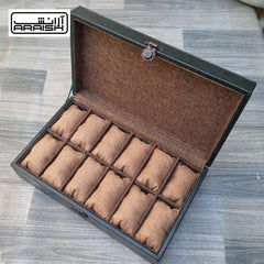 6 Slots & 12 Slots Vintage Green Leather Watch Organizer Box