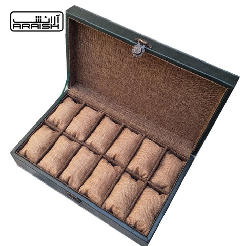 6 Slots & 12 Slots Vintage Green Leather Watch Organizer Box