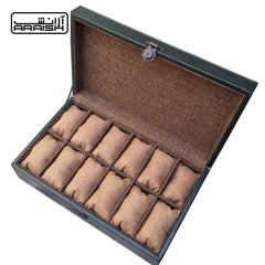 6 Slots & 12 Slots Vintage Green Leather Watch Organizer Box