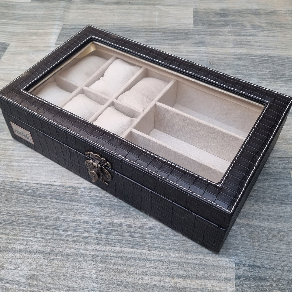 Premium Quality Artificial Leather 6 Watch and 3 Sunglass Organizer Box