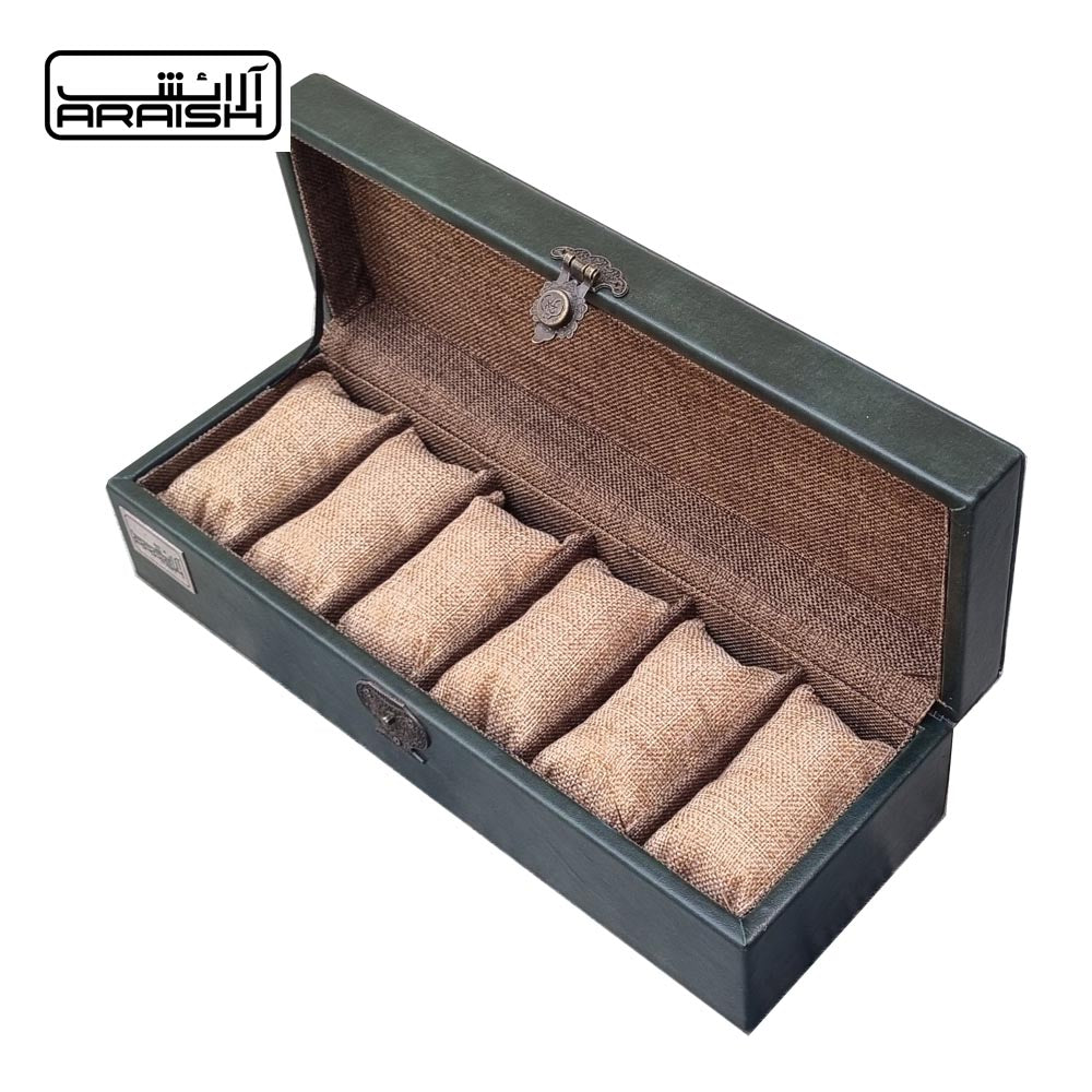 6 Slots & 12 Slots Vintage Green Leather Watch Organizer Box