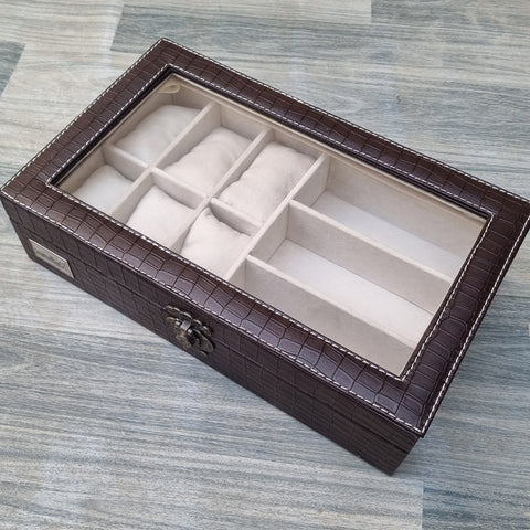 Premium Quality Artificial Leather 6 Watch and 3 Sunglass Organizer Box