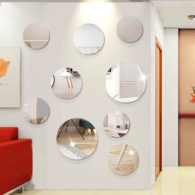 Silver and Gold  Rounds Acrylic Mirrors Light Gold Portable Self Adhesive  Mirror DIY Art and Craft Non Glass Craft MIrror (Copy)