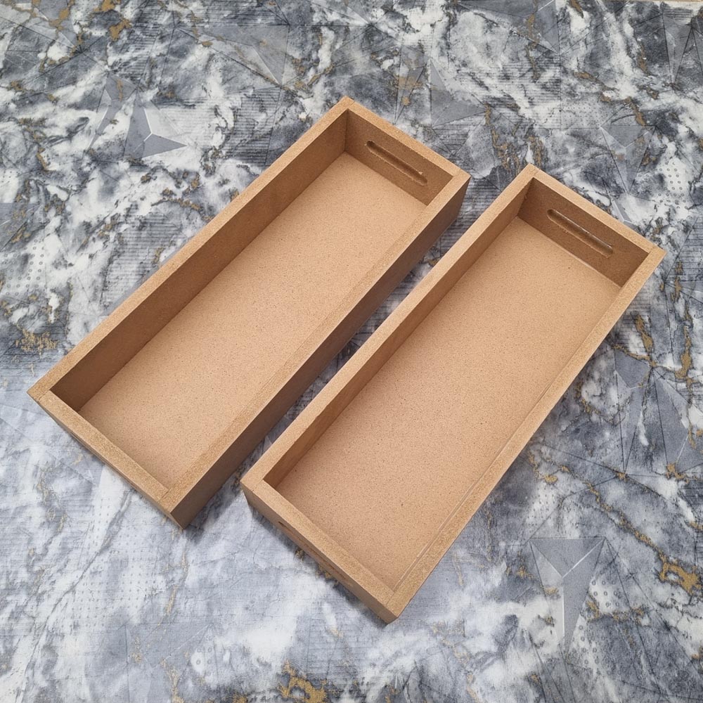 Plain DIY MDF Long Trays for Craft Set of 2