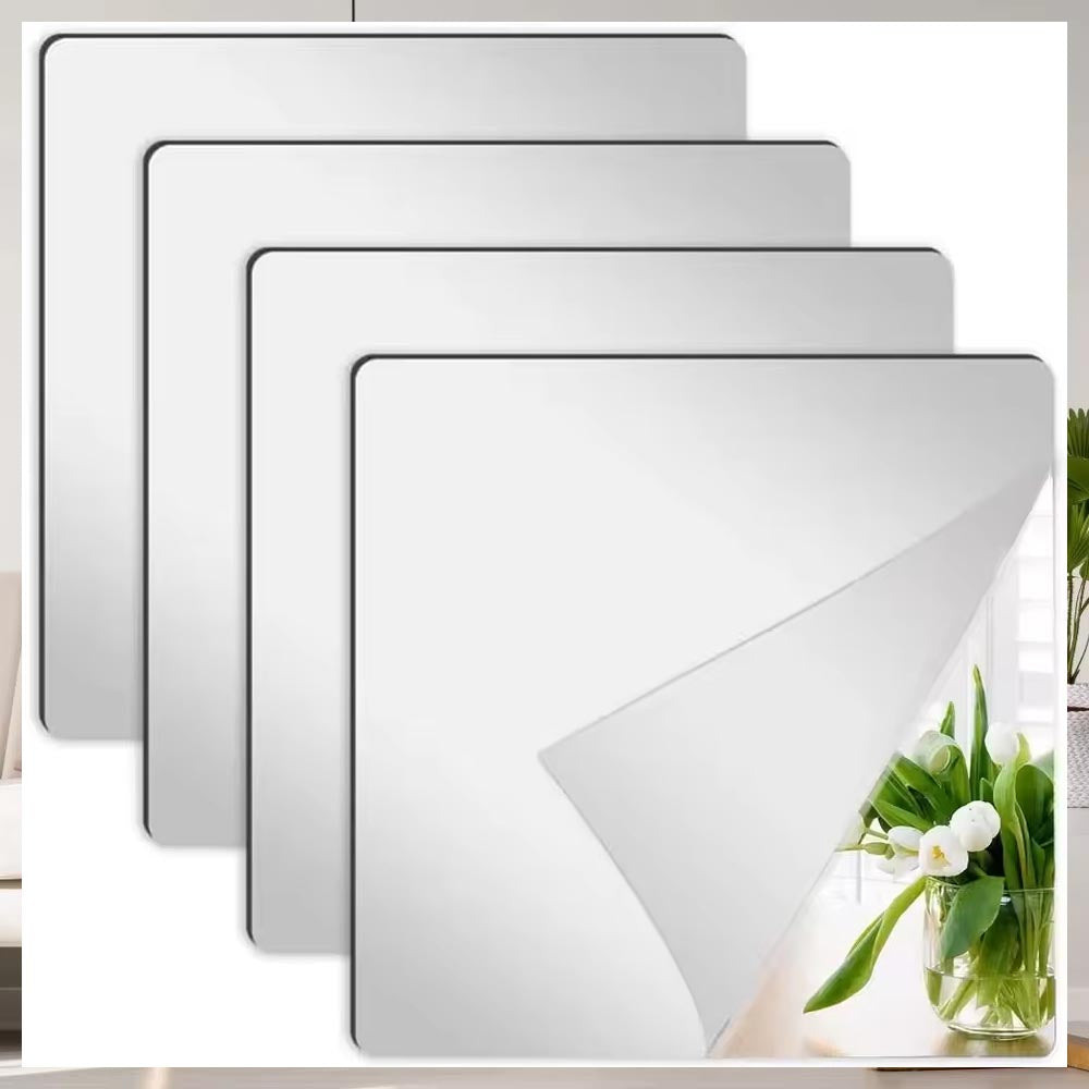 Silver and Gold  Sqaures Acrylic Mirrors Light Gold Portable Self Adhesive  Mirror DIY Art and Craft Non Glass Craft MIrror (Copy) (Copy)