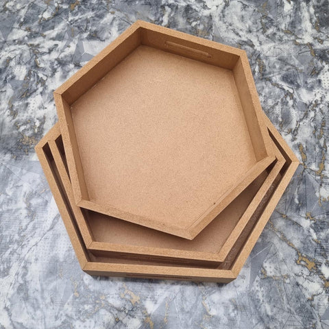 Plain DIY MDF Hexagone Tray for Art and  Craft