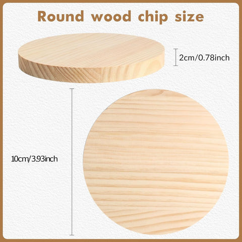Round Wooden Plaque, 3/4 Inch Thick Unfinished Wooden Circle Plaque, Natural Pine Wood Base for Craft Projects, Sign, Painting, Woodcarving, Engraving