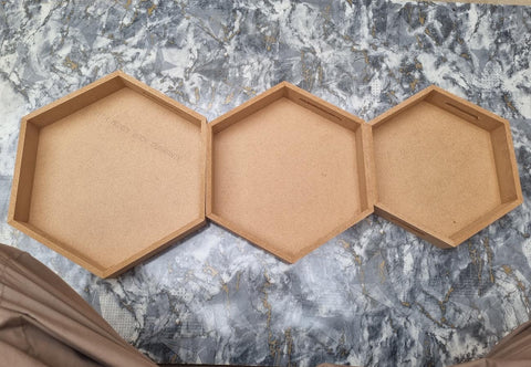 Plain DIY MDF Hexagone Tray for Art and  Craft
